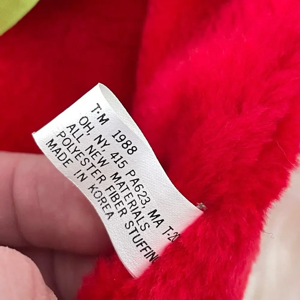 Vintage Christmas Stocking Teddy Bear Plush Santa Hat Red 1988 READ DSCPRT